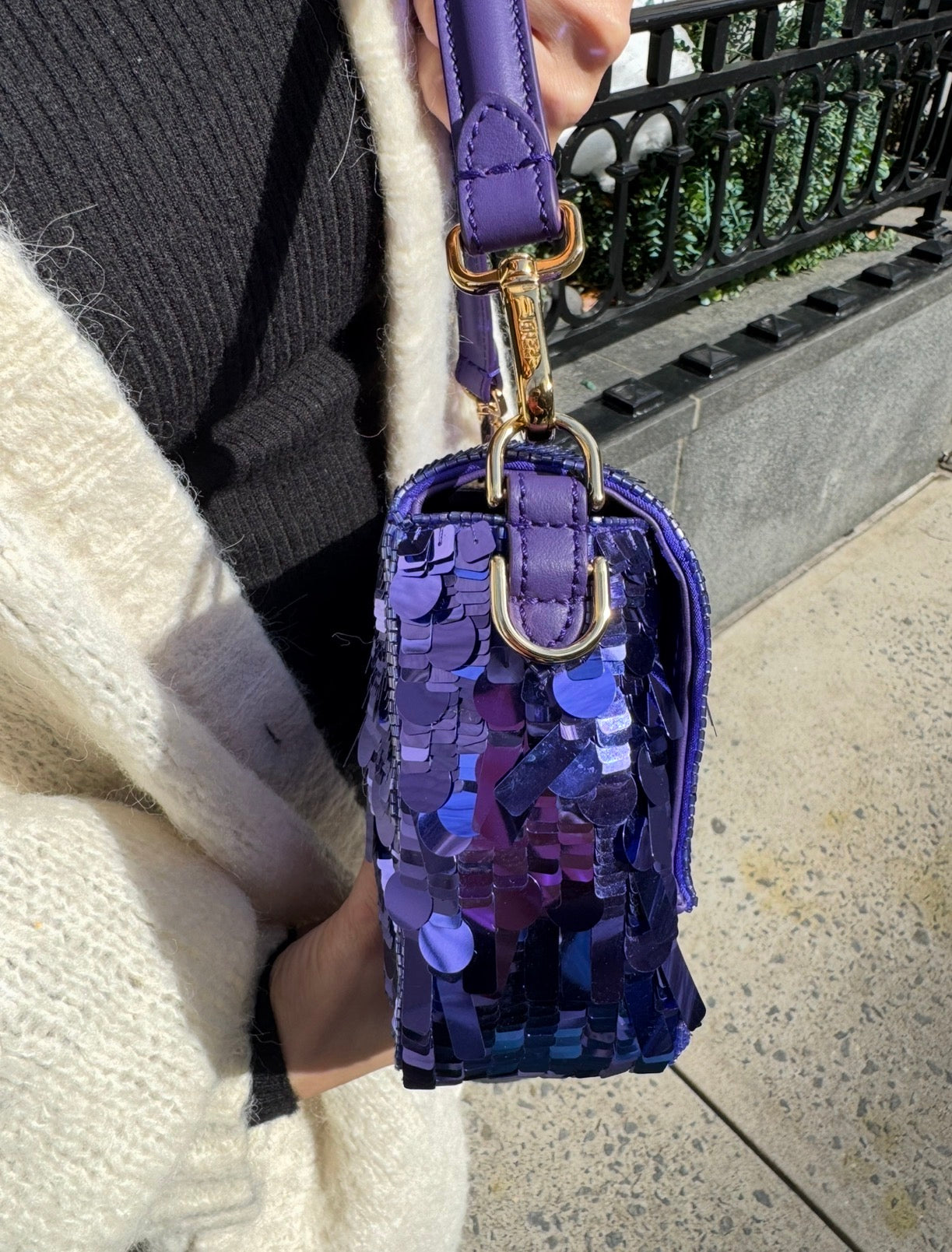 Fendi Purple Sequin Baguette