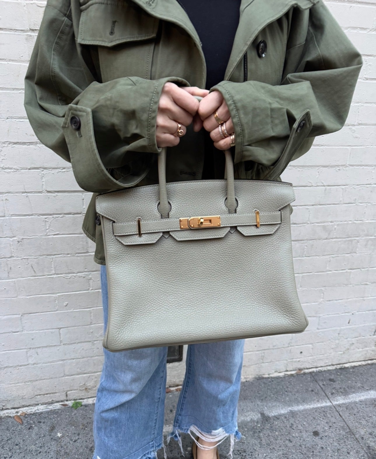 Hermès Birkin 30 Sauge Clemence Leather with Gold Hardware