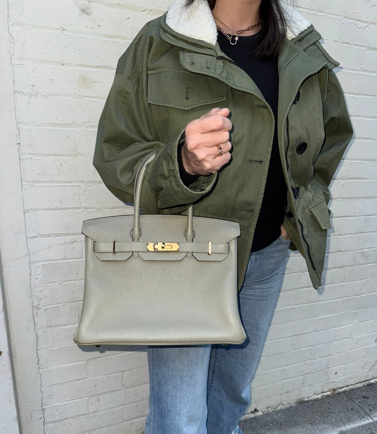 Hermès Birkin 30 Sauge Clemence Leather with Gold Hardware