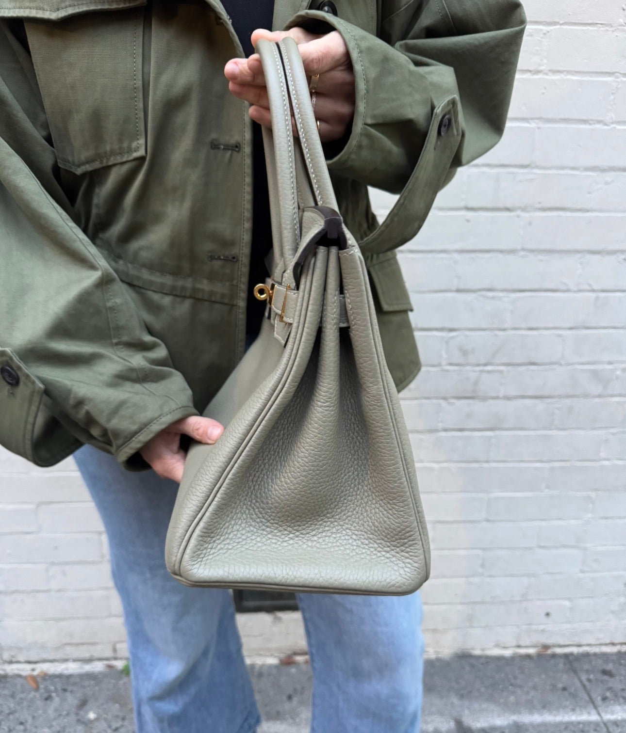 Hermès Birkin 30 Sauge Clemence Leather with Gold Hardware