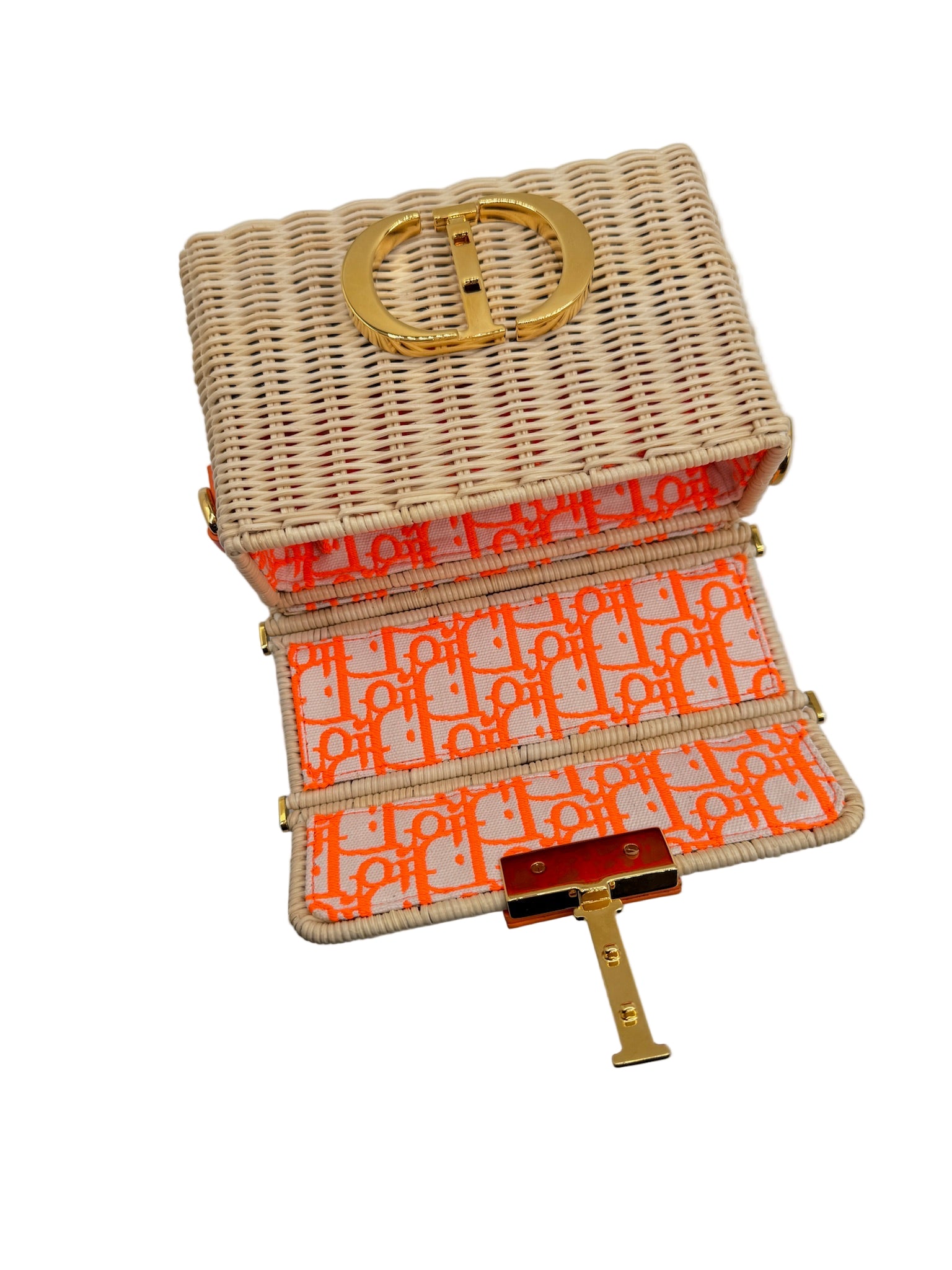 Dior Orange Wicker 30 Montaigne Bag