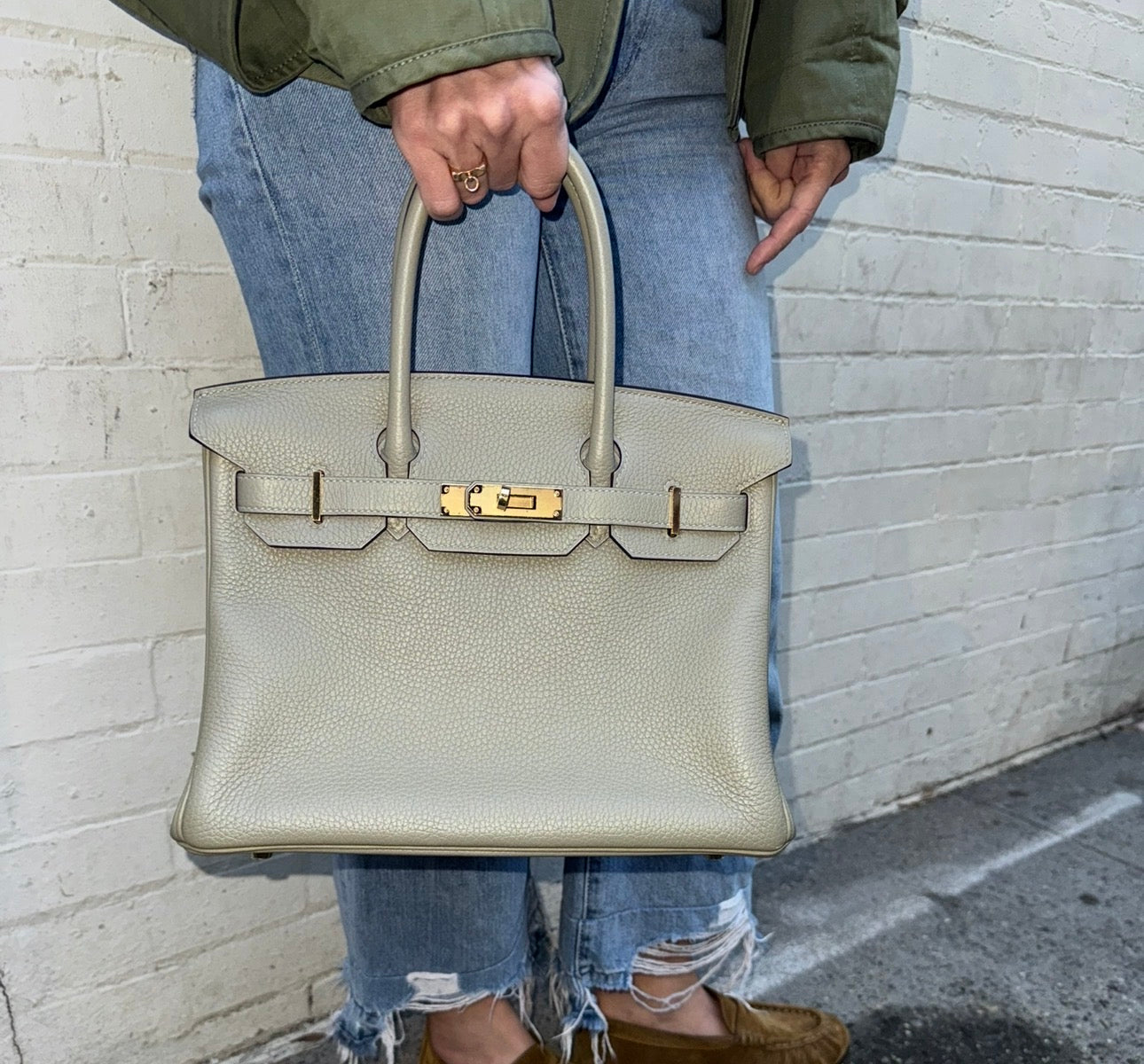 Hermès Birkin 30 Sauge Clemence Leather with Gold Hardware