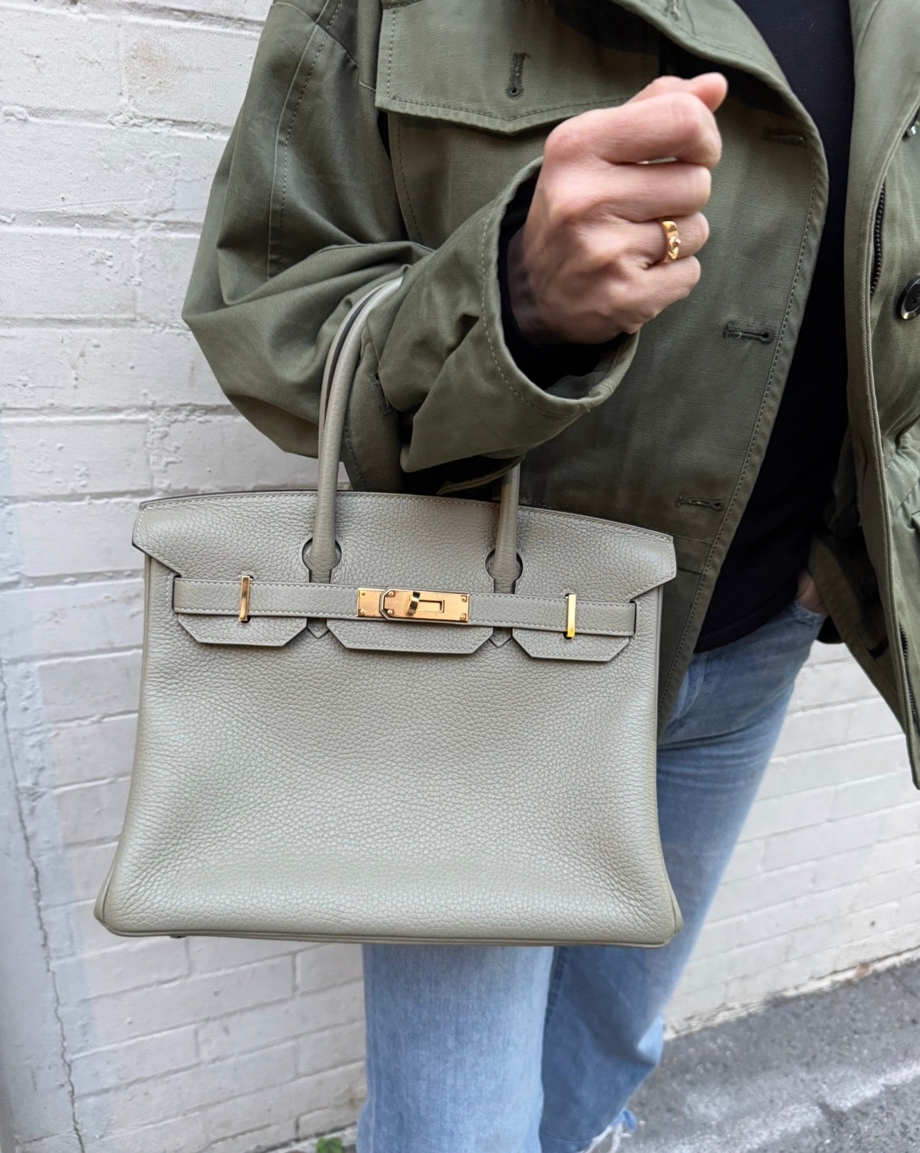 Hermès Birkin 30 Sauge Clemence Leather with Gold Hardware