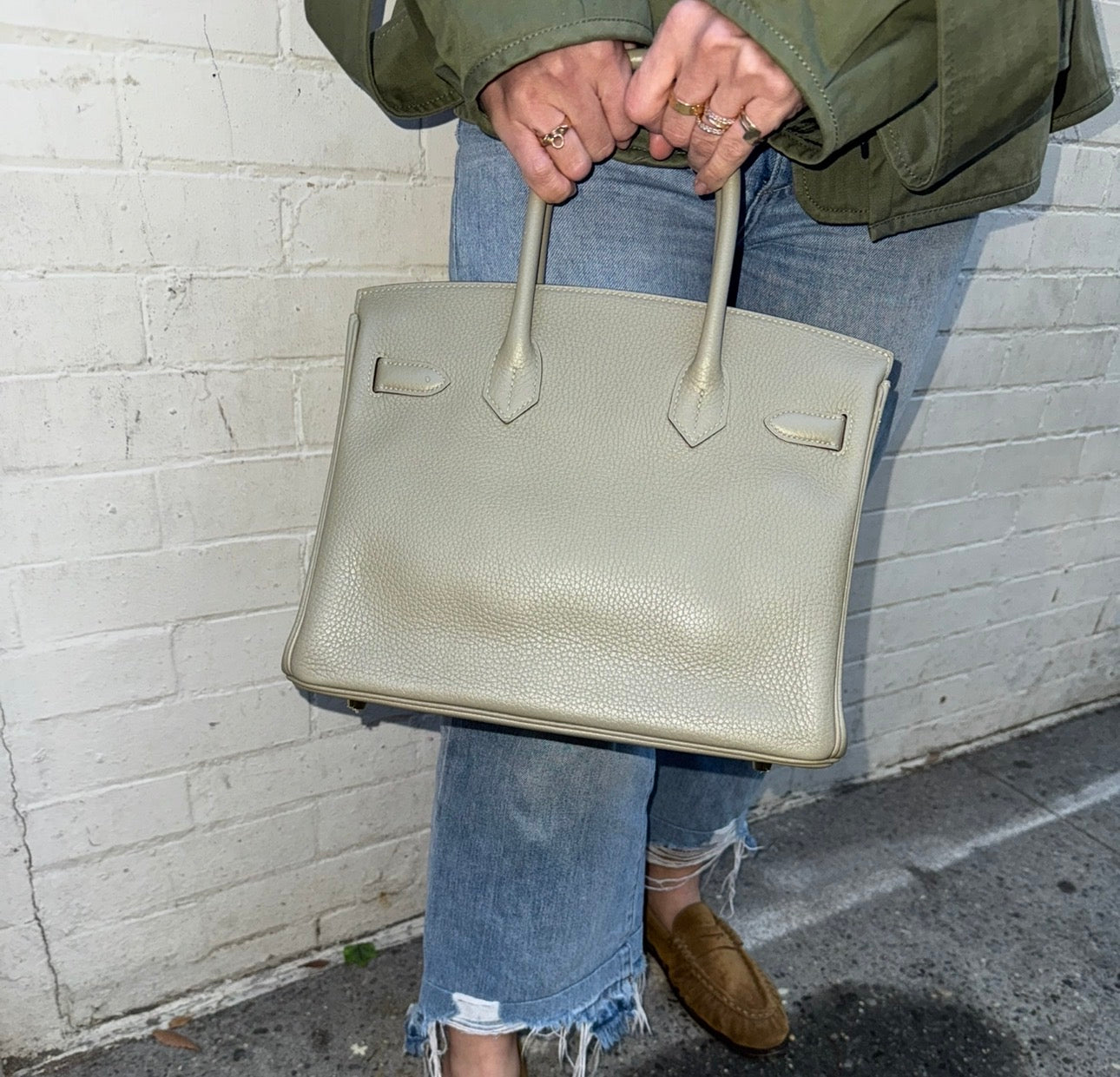 Hermès Birkin 30 Sauge Clemence Leather with Gold Hardware