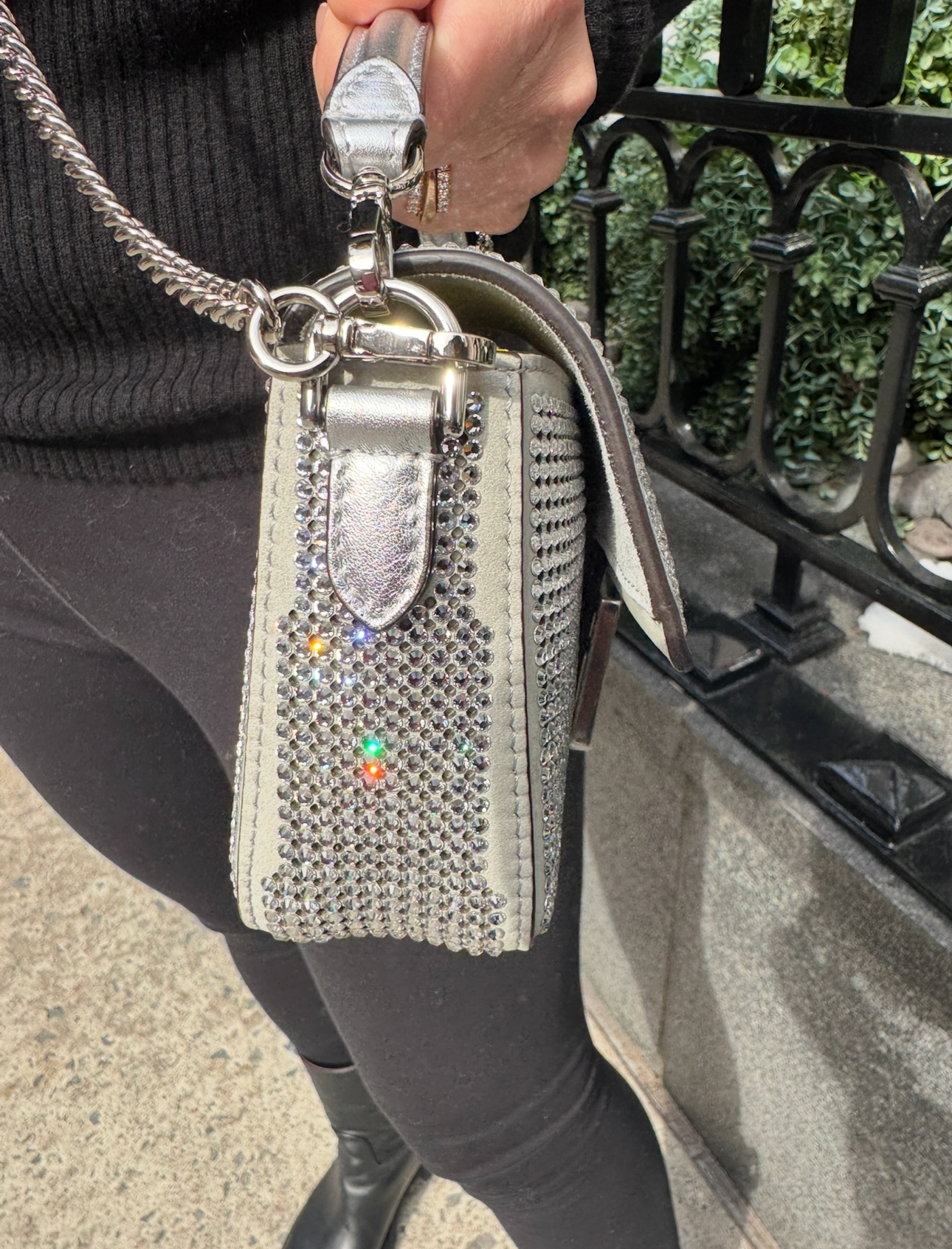 Fendi Mini Silver Crystals Baguette