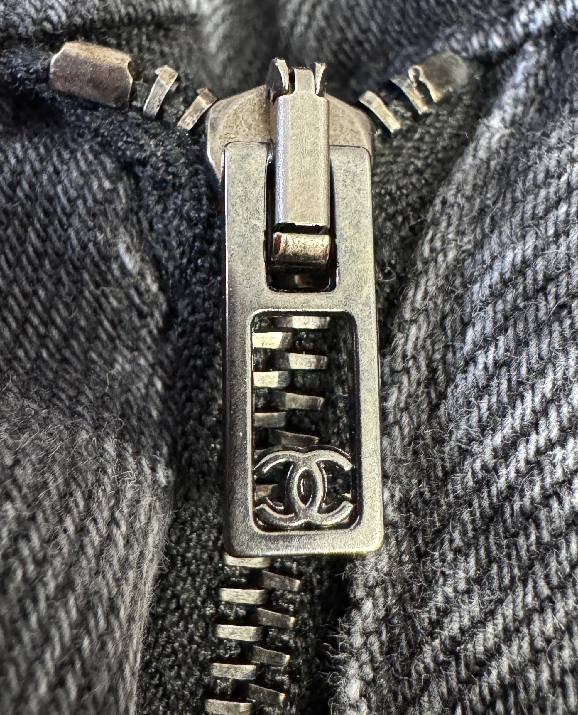 Chanel Black Denim Wide Leg Jeans with CC Logos