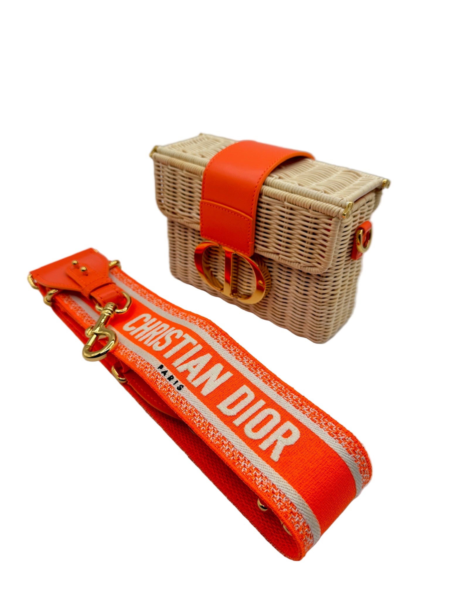 Dior Orange Wicker 30 Montaigne Bag
