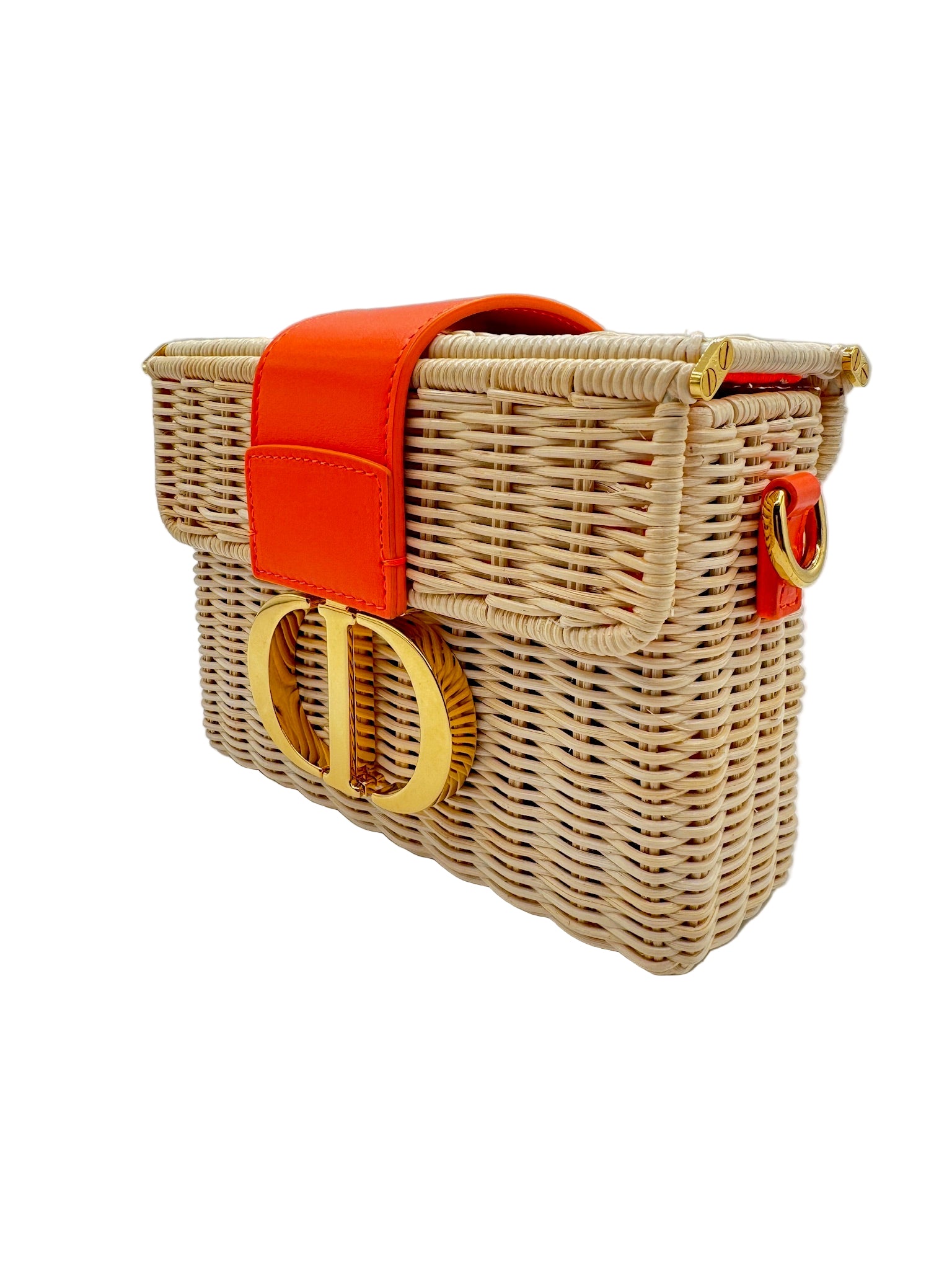 Dior Orange Wicker 30 Montaigne Bag