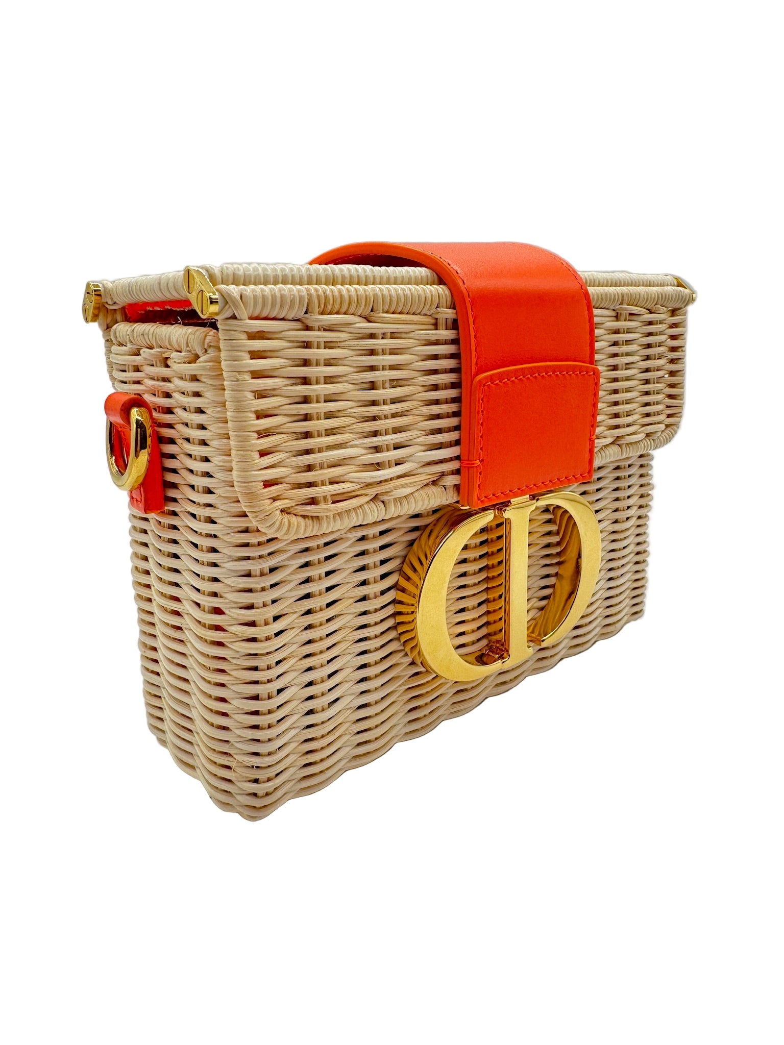 Dior Orange Wicker 30 Montaigne Bag