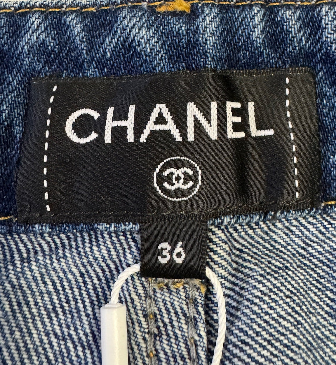 Chanel Blue Denim Jeans with Heart Embroidery