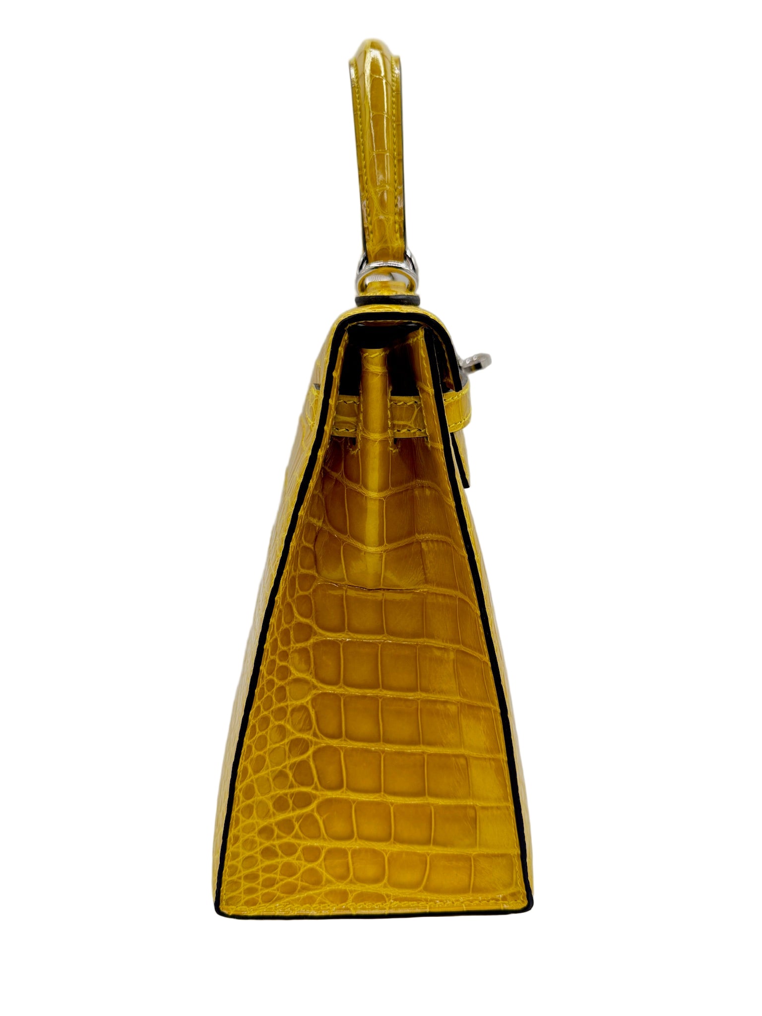 Hermès Kelly 25 Mimosa Yellow Alligator Palladium Hardware