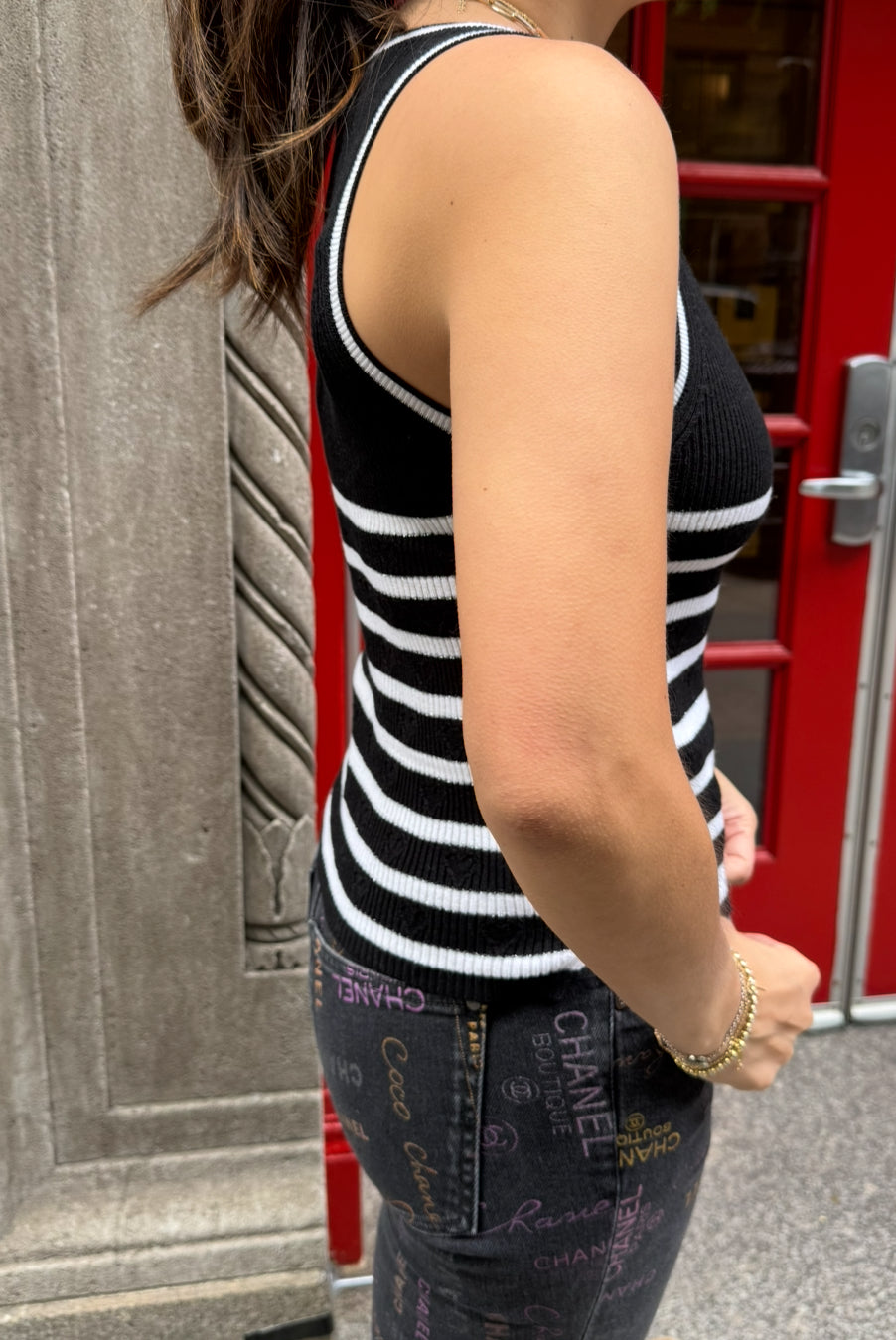 CHANEL ブラック タンクトップ 38 Auth Chanel Classic CC Logo Black Knit Tank Top - Size 38 | eBay