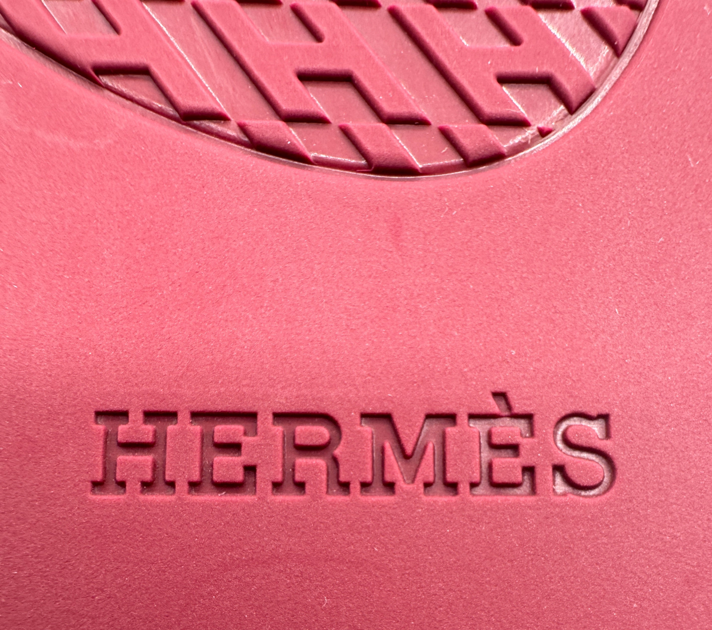 Hermès Burgundy Rouge H Island Jelly Sandals