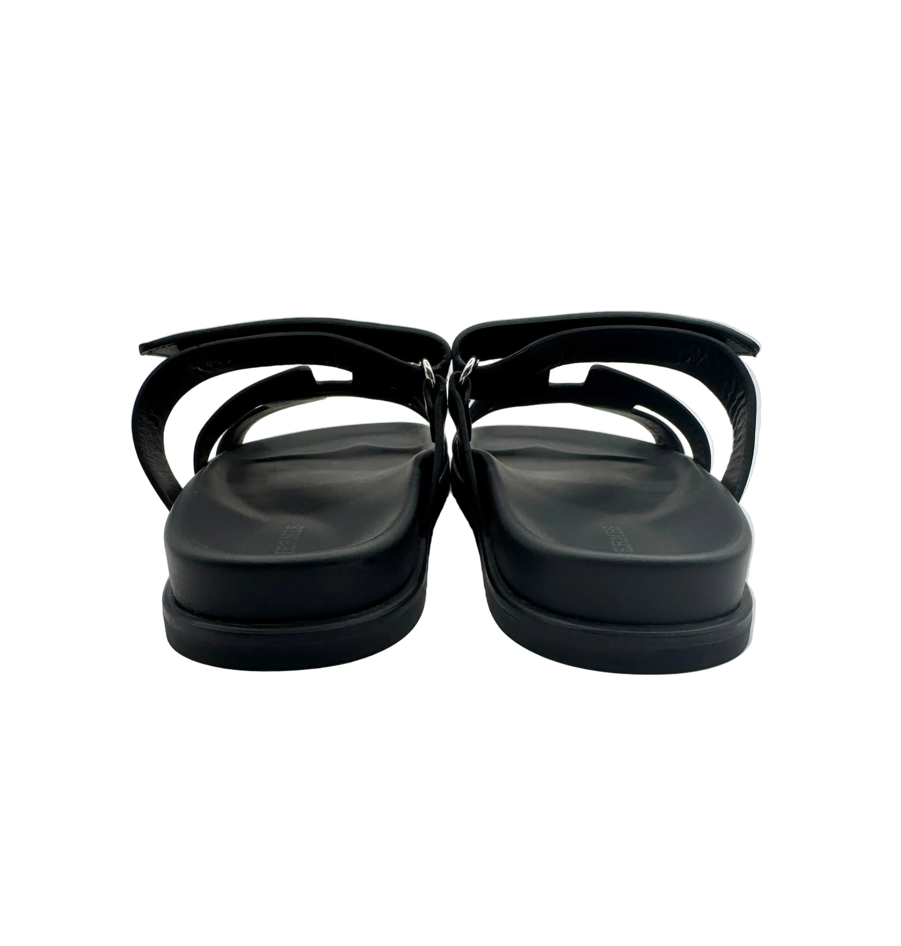 Hermès Black Chypre Sandals with Stars Embroidered