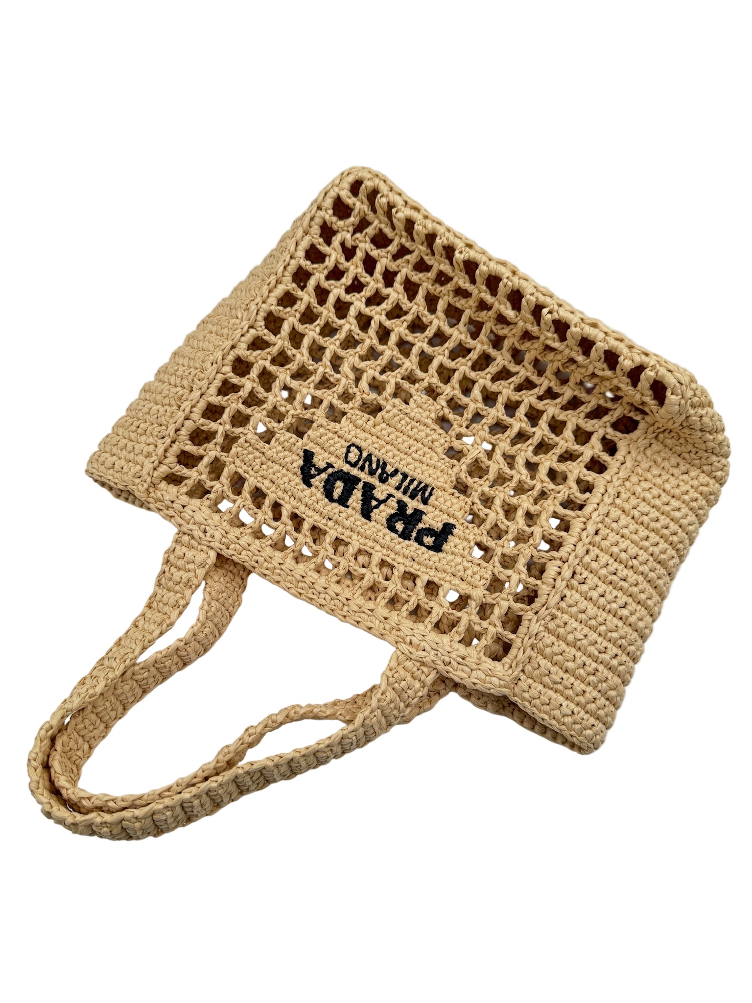 Prada Tan Raffia Crochet Small Tote bag