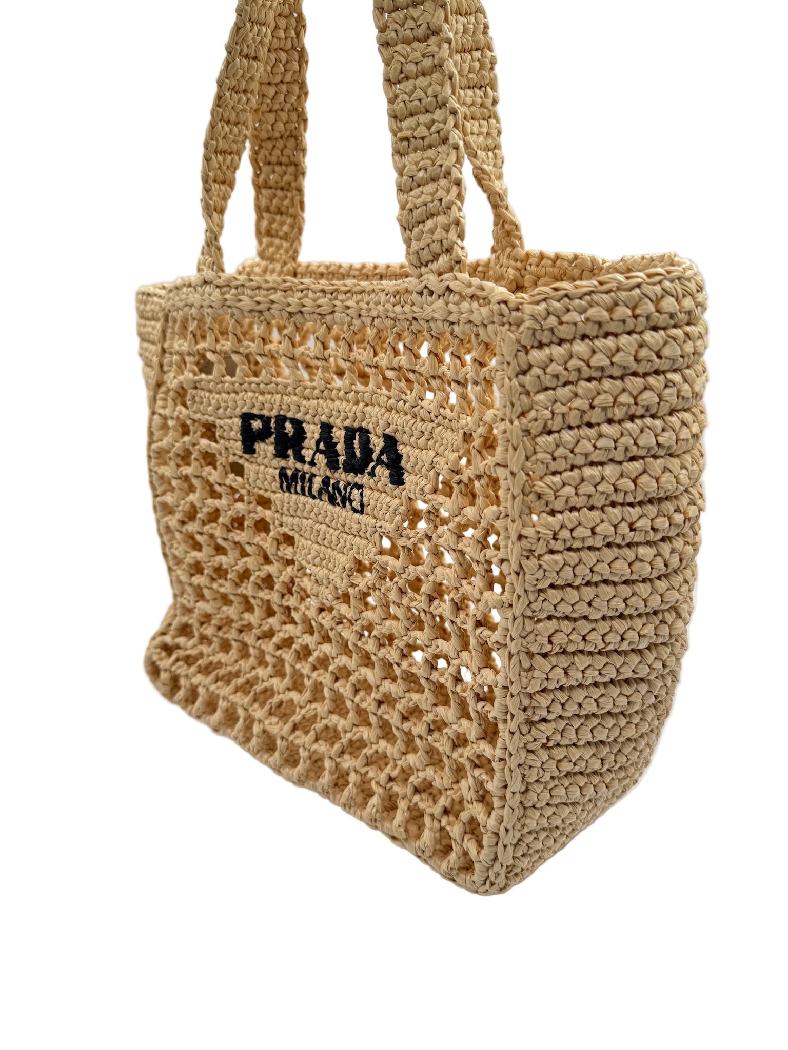 Prada Tan Raffia Crochet Small Tote bag