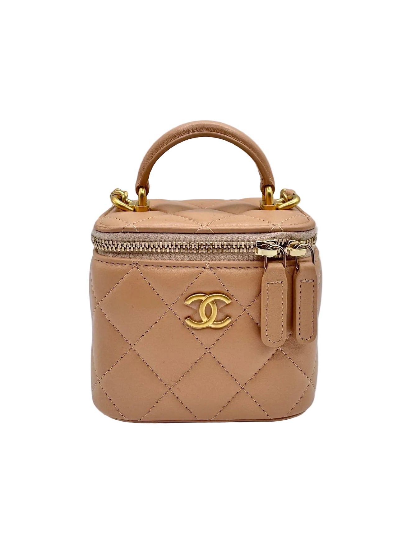 Chanel Beige Mini Top Handle Vanity Bag