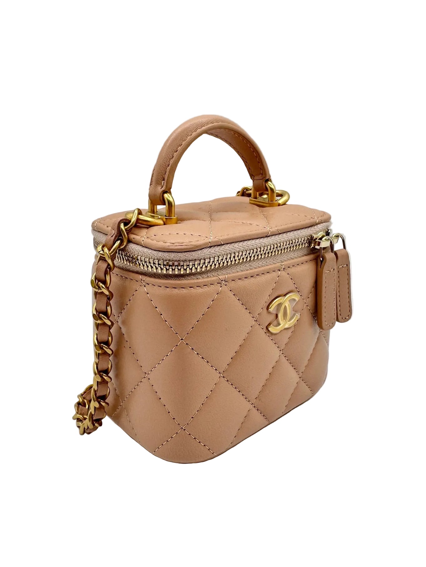 Chanel Beige Mini Top Handle Vanity Bag