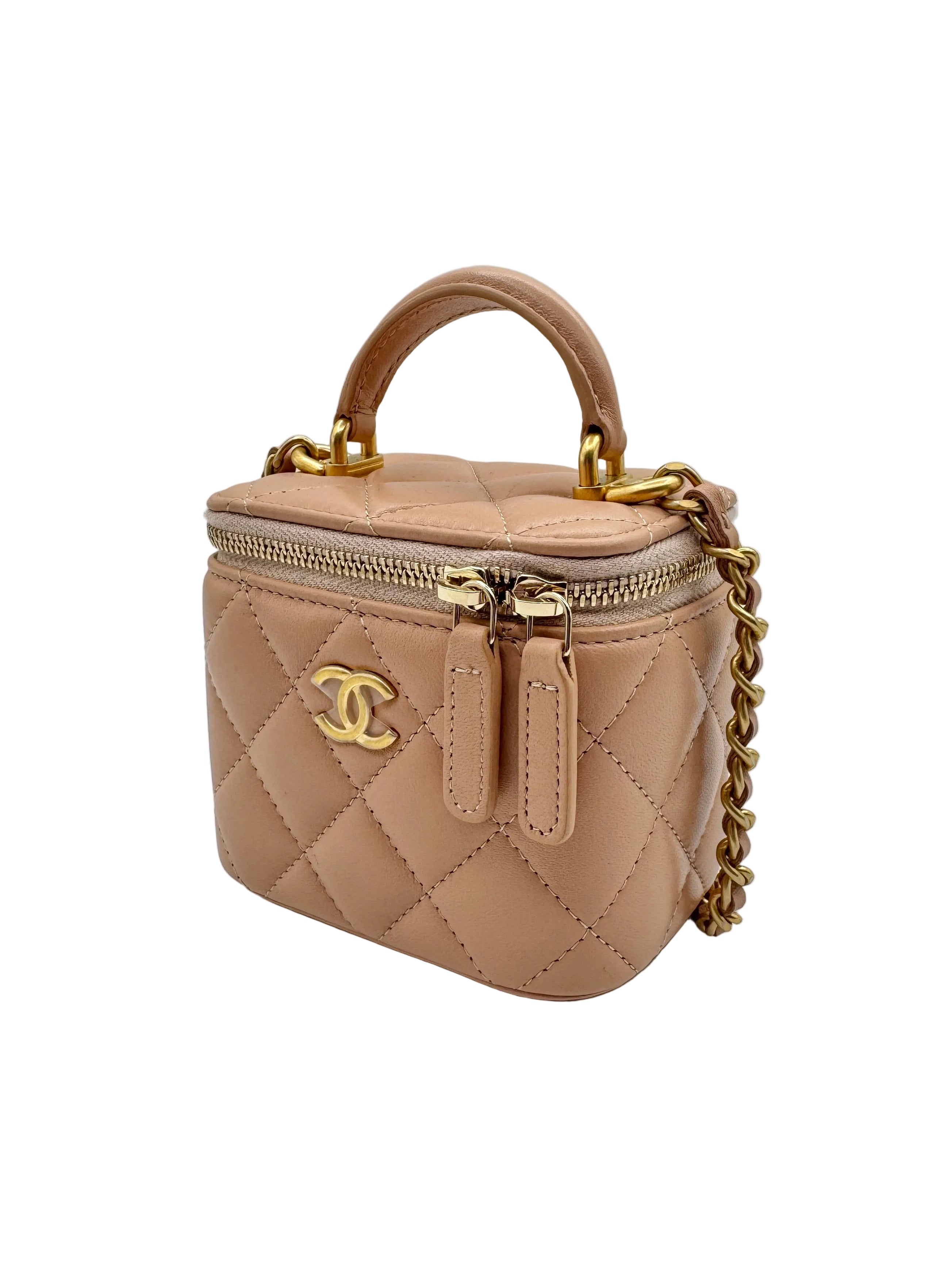 Chanel Beige Mini Top Handle Vanity Bag