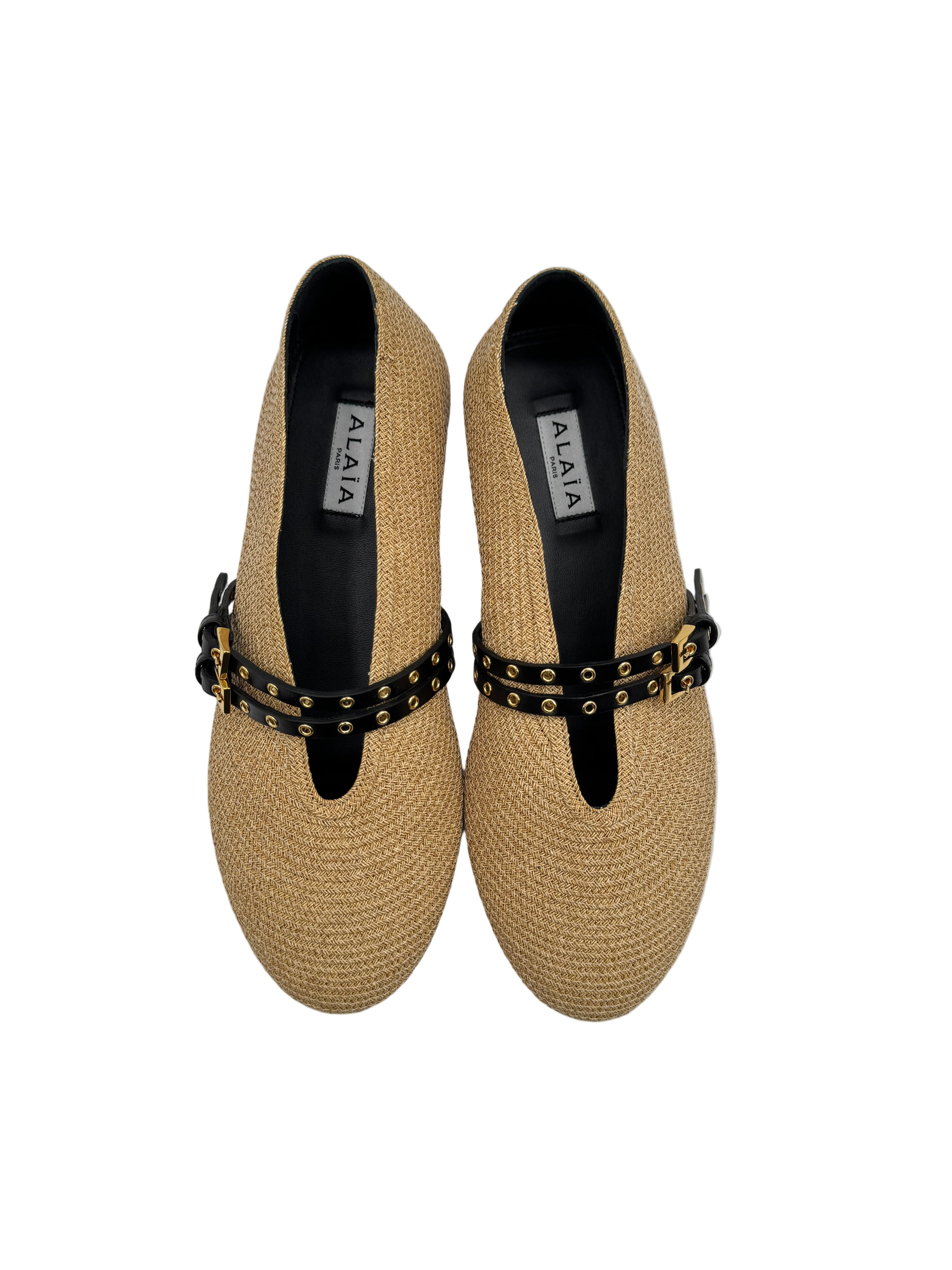 Alaïa Beige Raffia Ballet Flats