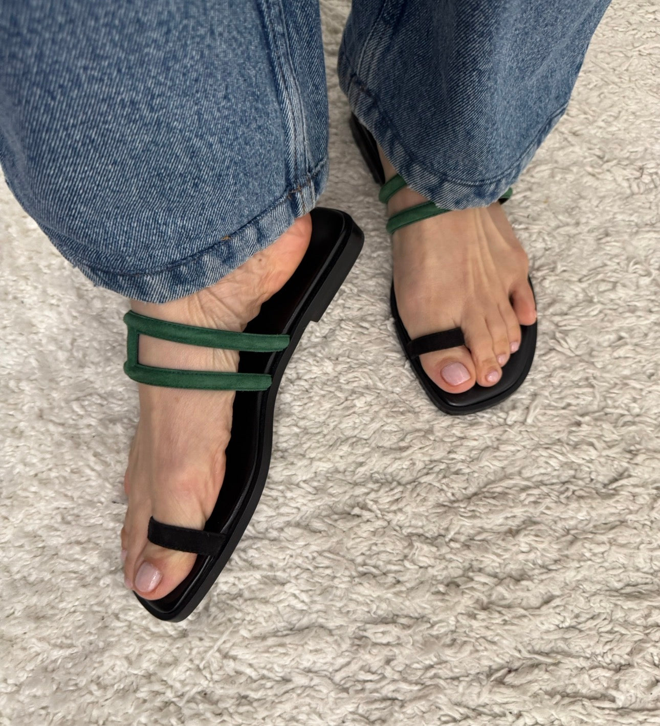 Hermès Georgia Sandals Black and Green