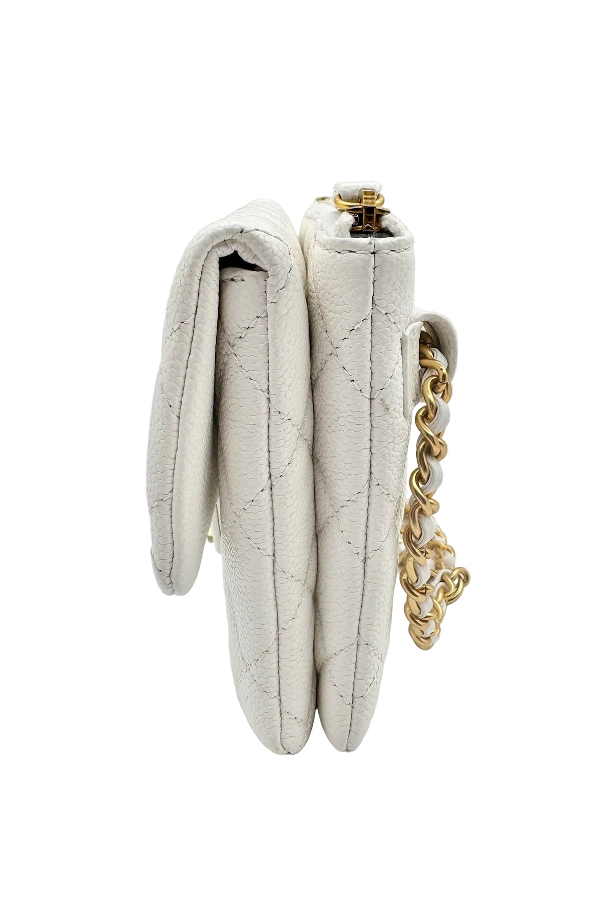CHANEL White Leather Waist Bag with CC Belt Charm