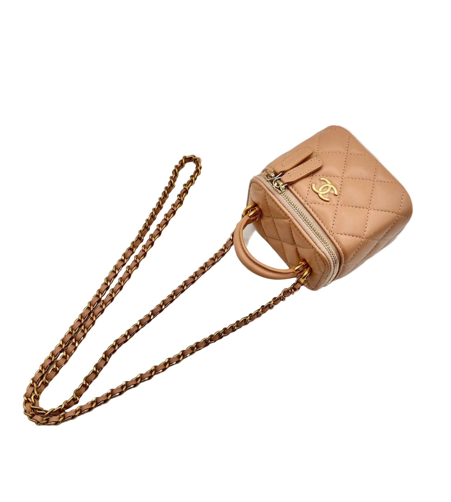 Chanel Beige Mini Top Handle Vanity Bag