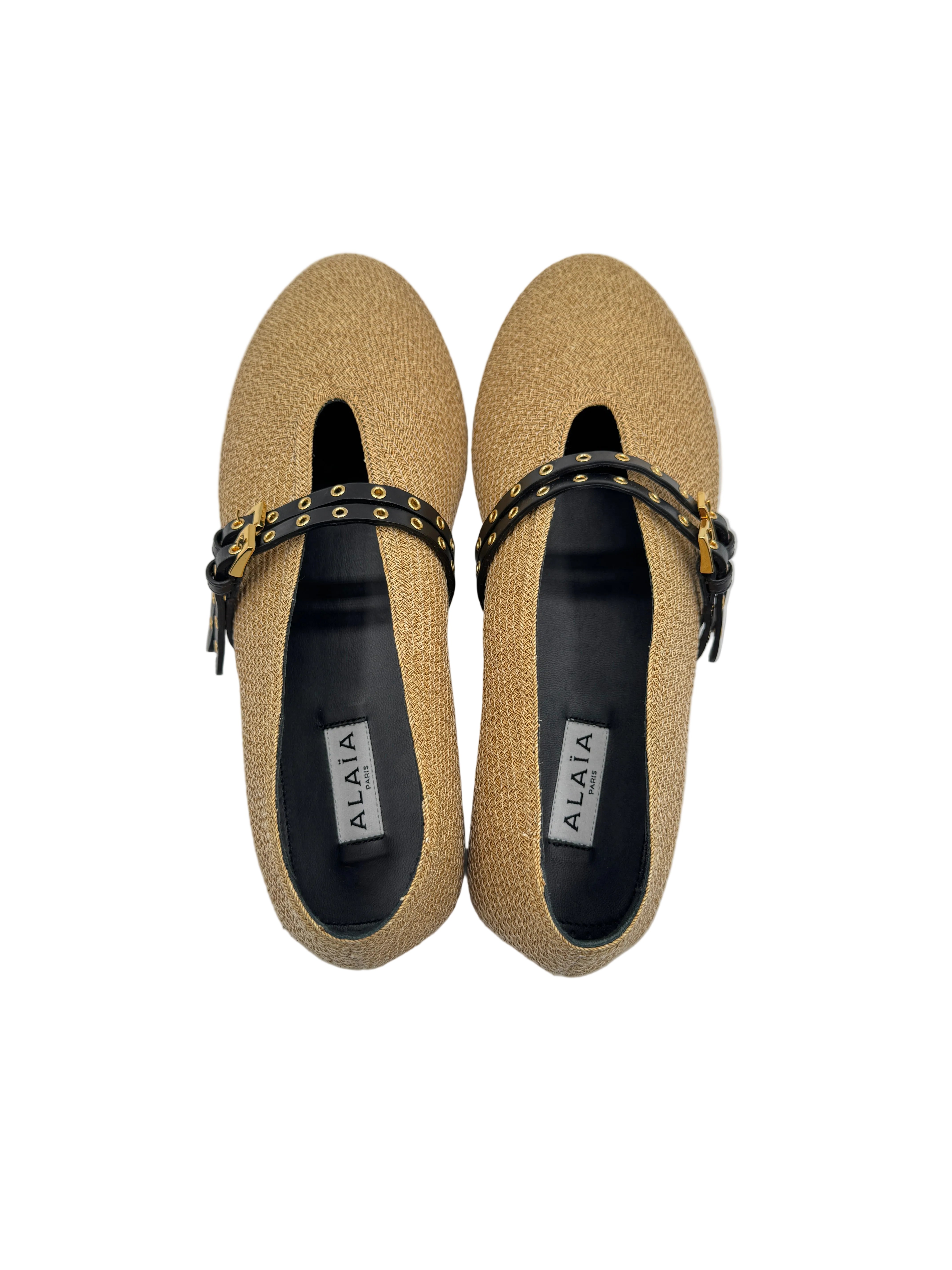Alaïa Beige Raffia Ballet Flats