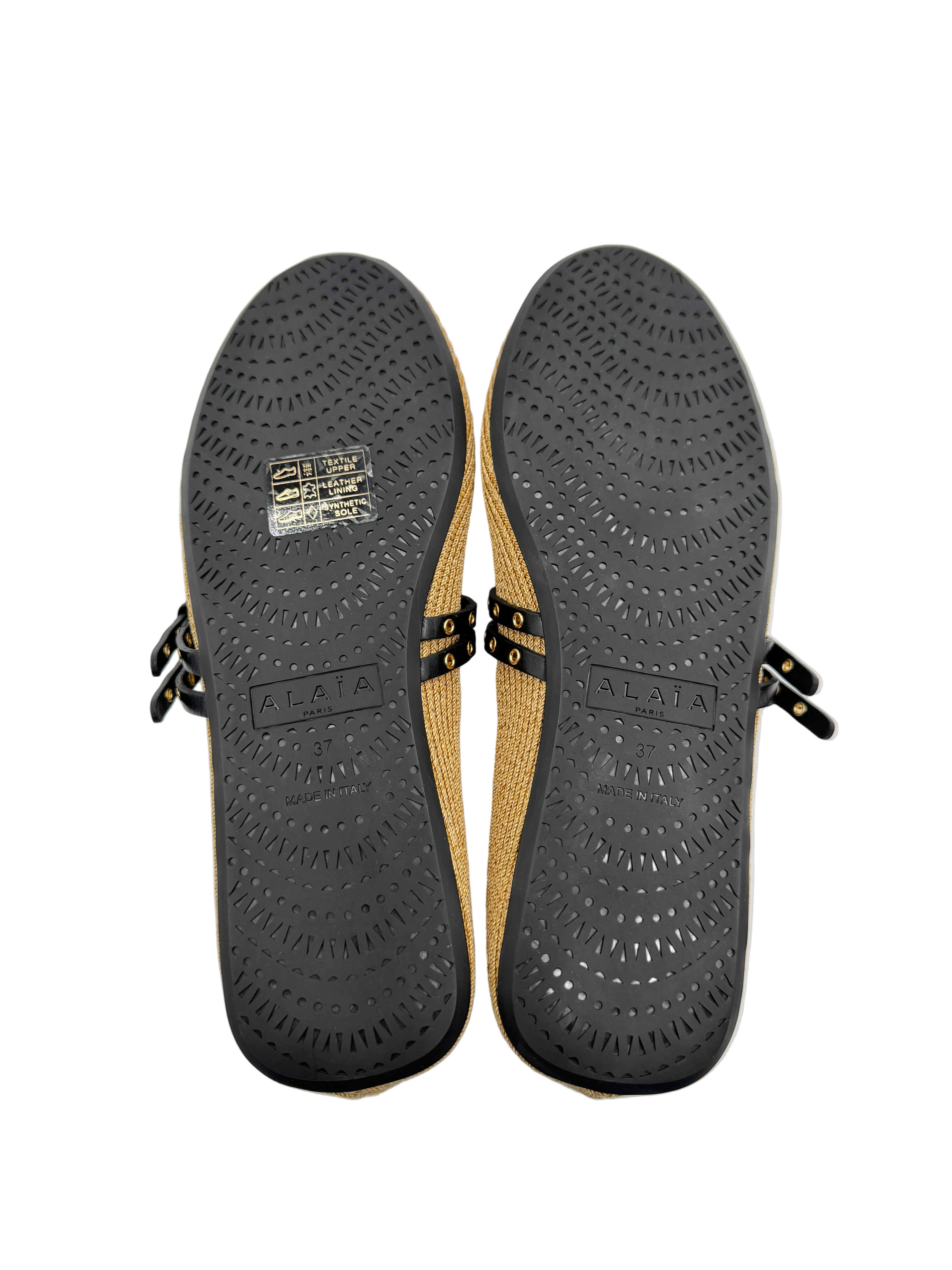 Alaïa Beige Raffia Ballet Flats