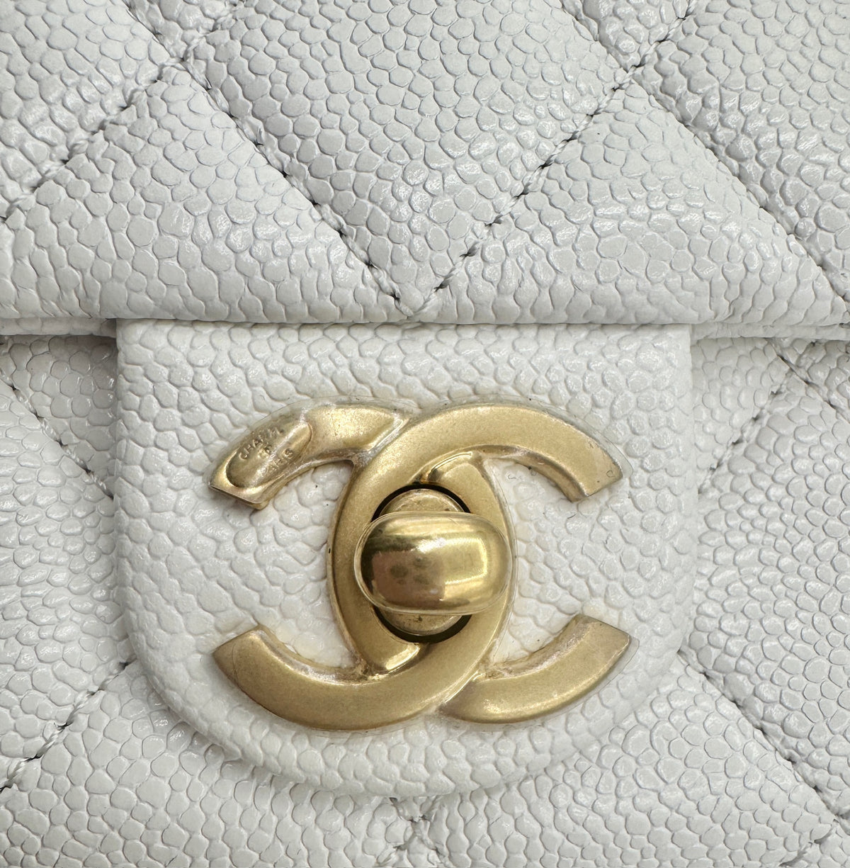 CHANEL White Leather Waist Bag with CC Belt Charm