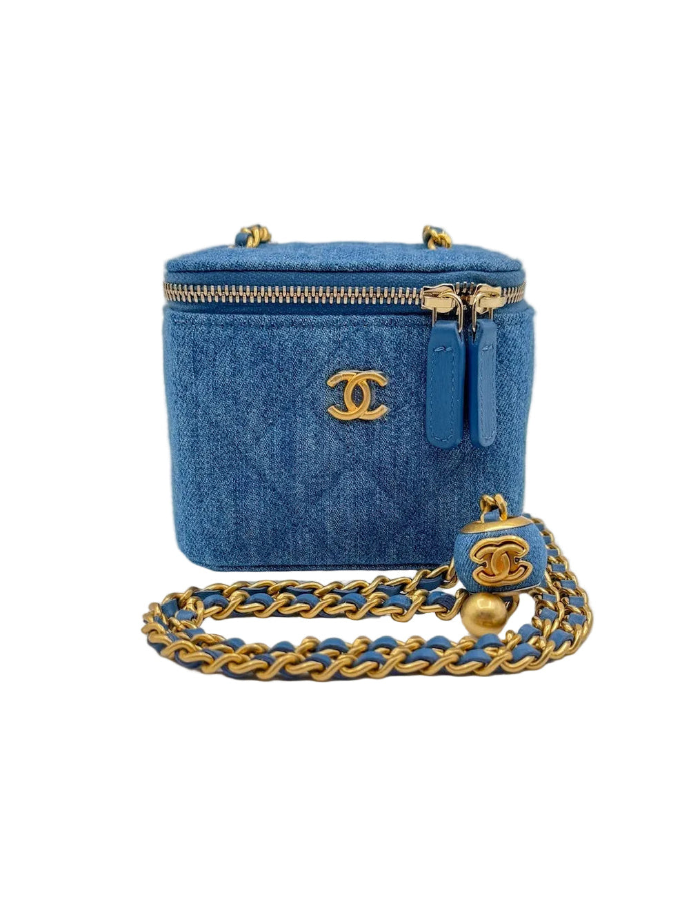 Chanel Blue Denim Pearl Crush Mini Vanity Bag
