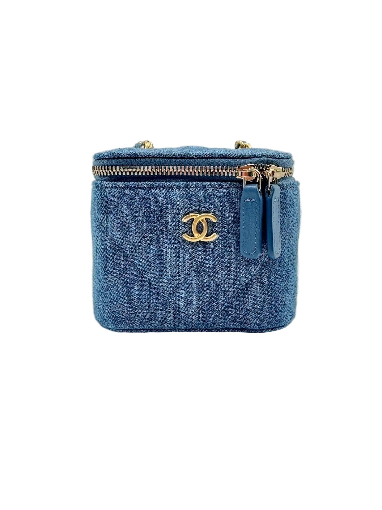 Chanel Blue Denim Pearl Crush Mini Vanity Bag