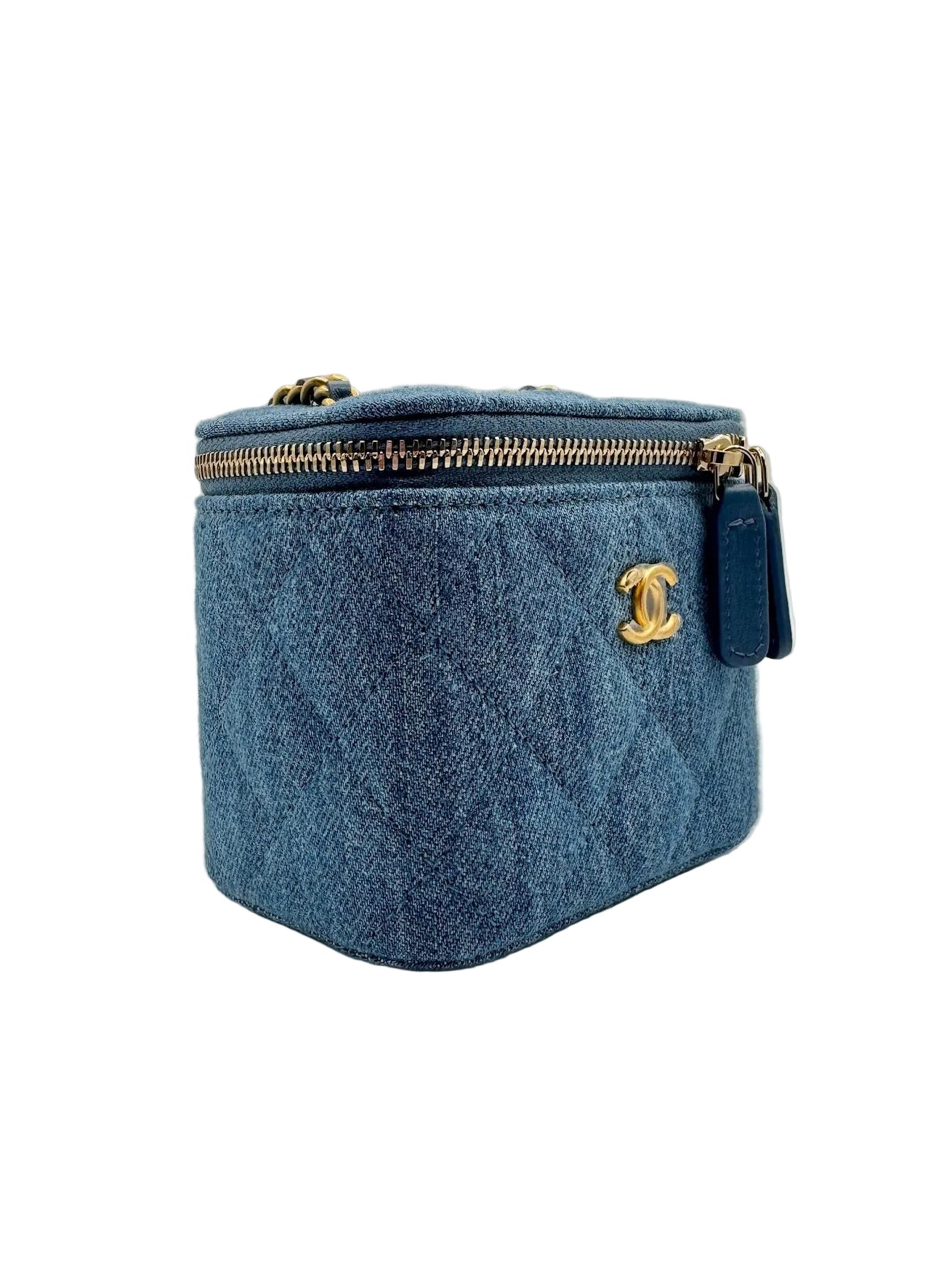 Chanel Blue Denim Pearl Crush Mini Vanity Bag
