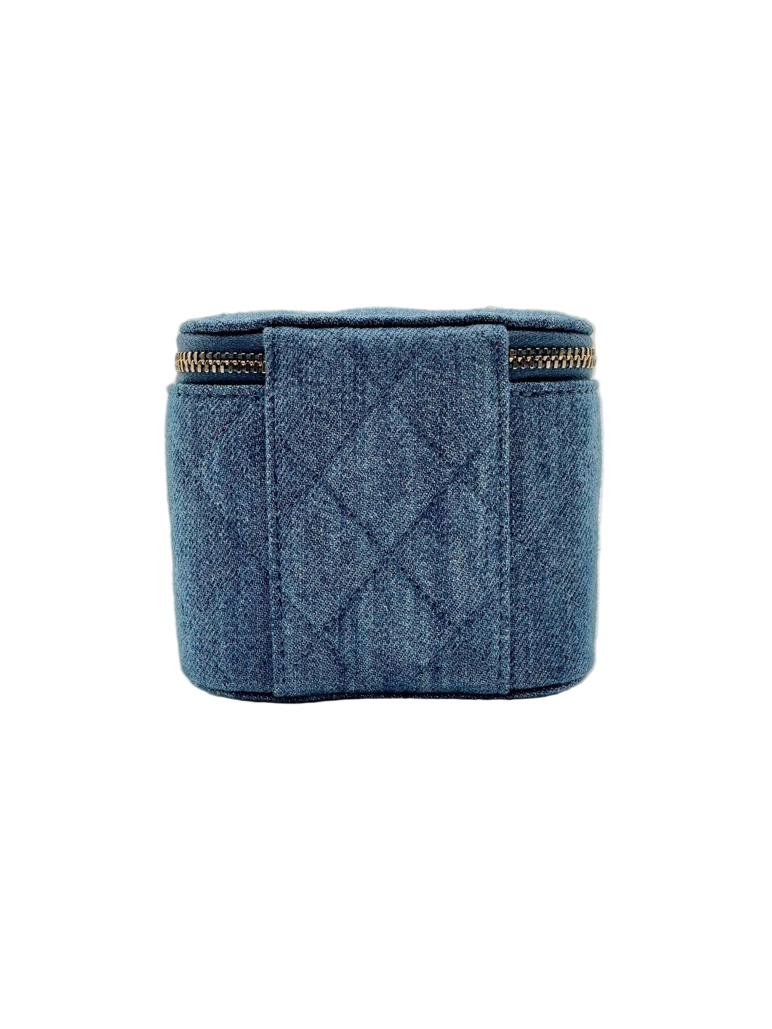 Chanel Blue Denim Pearl Crush Mini Vanity Bag