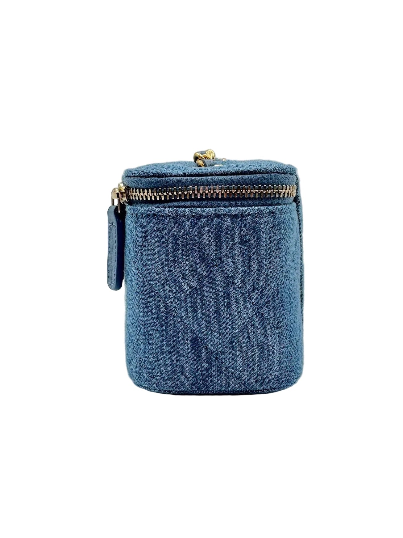Chanel Blue Denim Pearl Crush Mini Vanity Bag