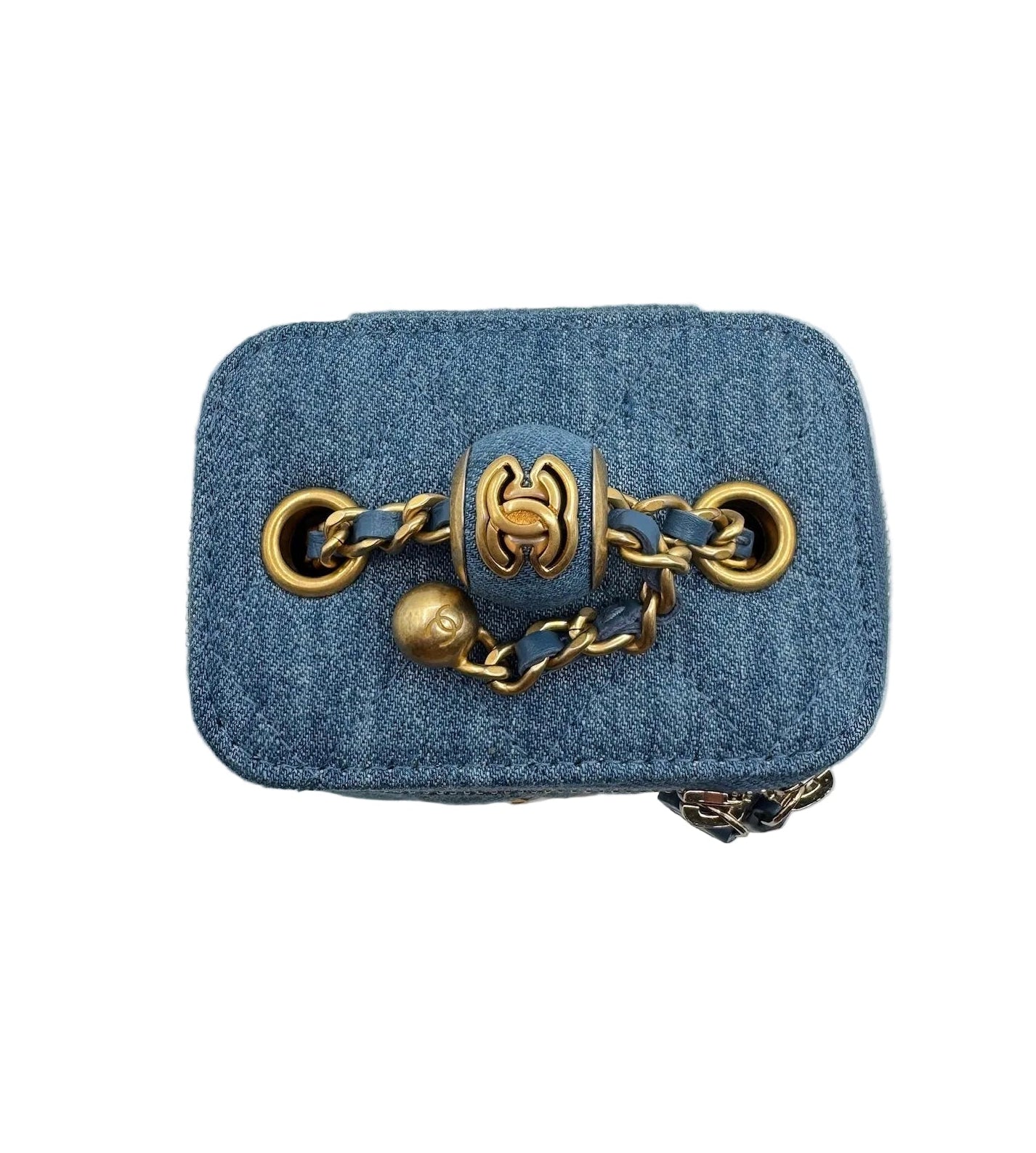 Chanel Blue Denim Pearl Crush Mini Vanity Bag