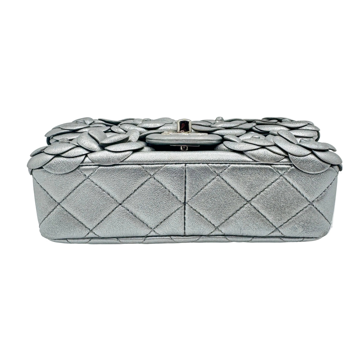 Chanel Silver Camellia Mini Flapbag