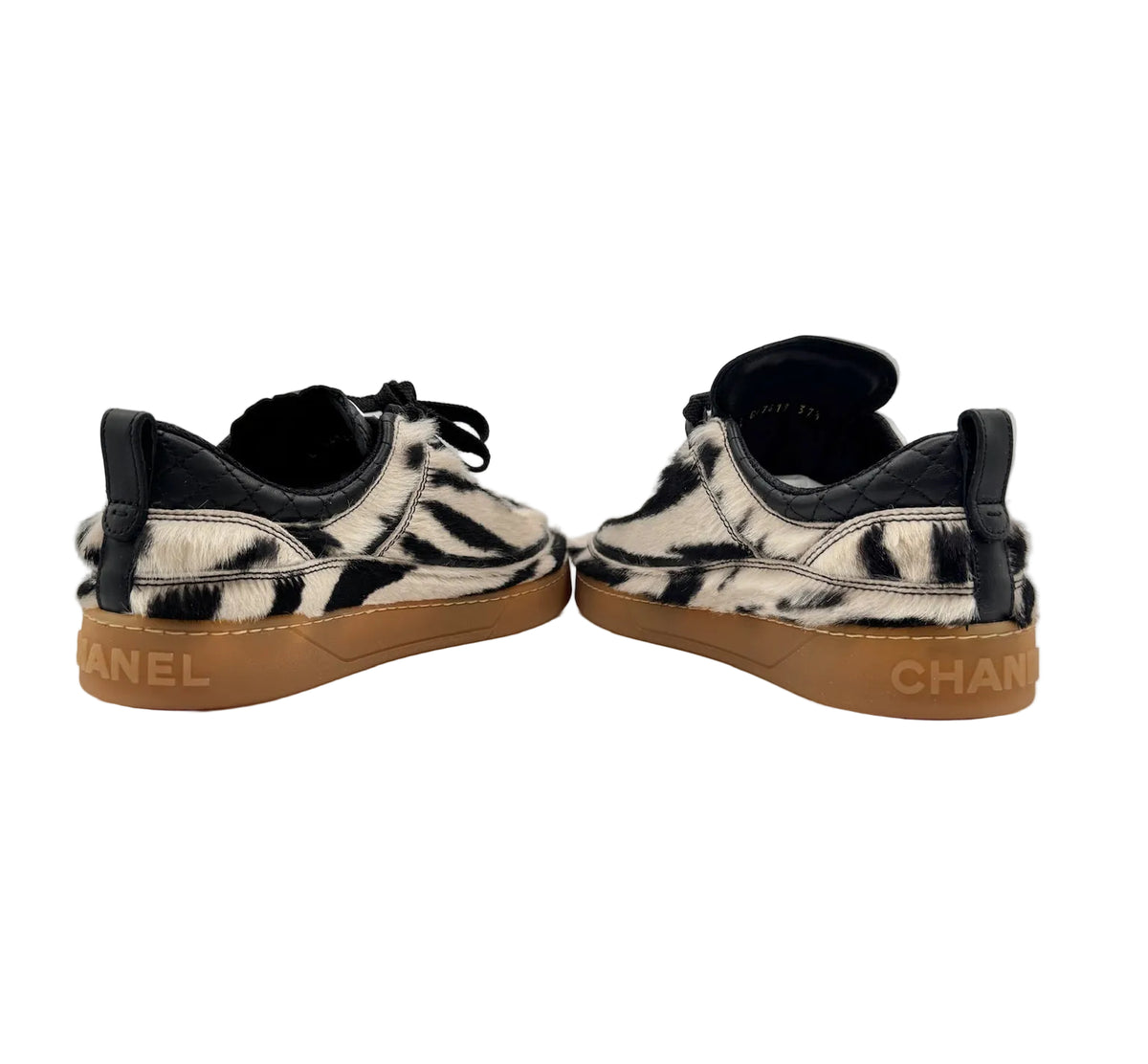 CHANEL Zebra Black and White Animal Print Sneakers