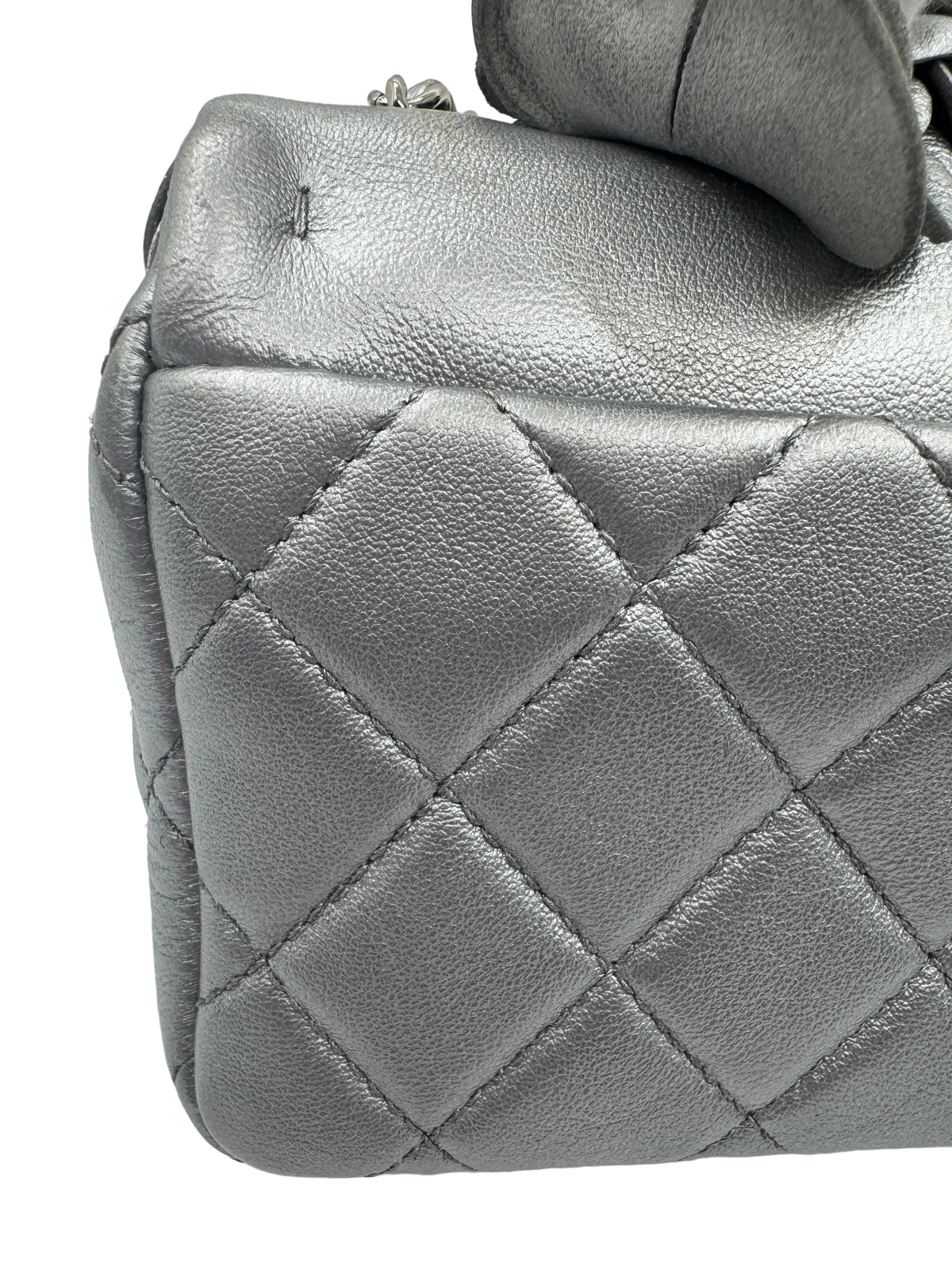 Chanel Silver Camellia Mini Flapbag