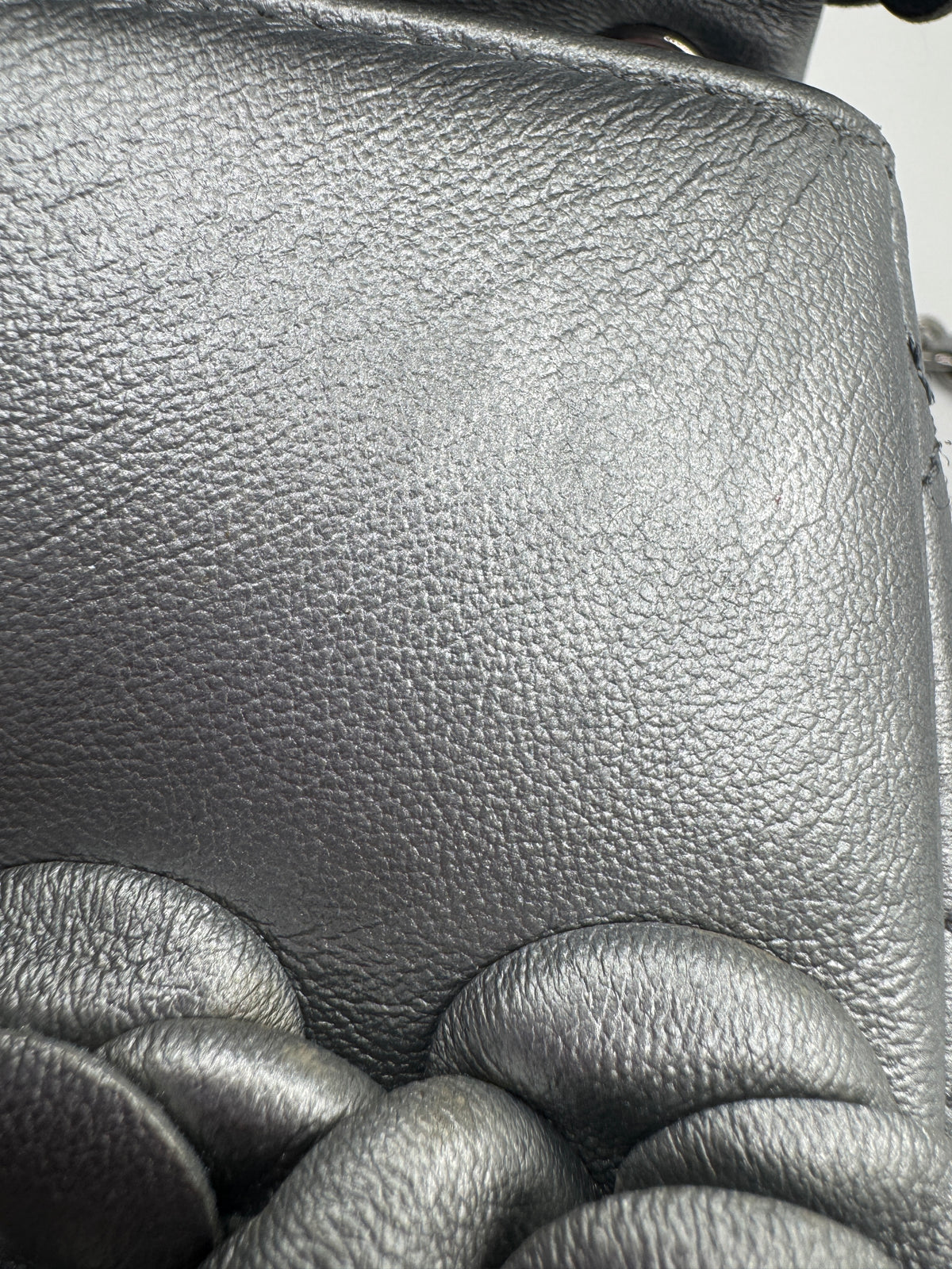 Chanel Silver Camellia Mini Flapbag