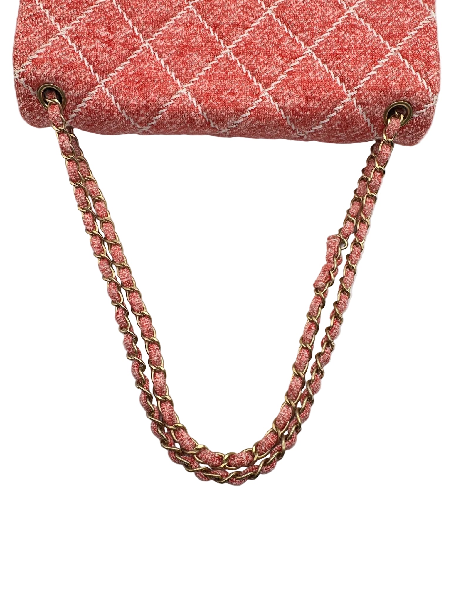 Chanel Color Block Quilted Jersey Fabric Large Flapbag