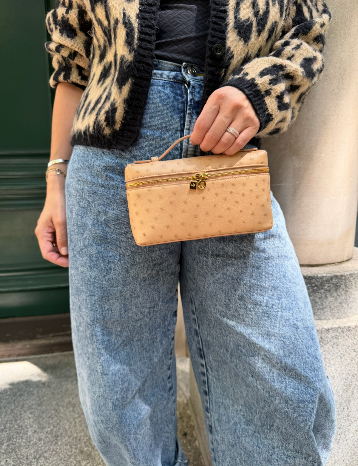 Loro Piana L19 Beige Ostrich Pouch