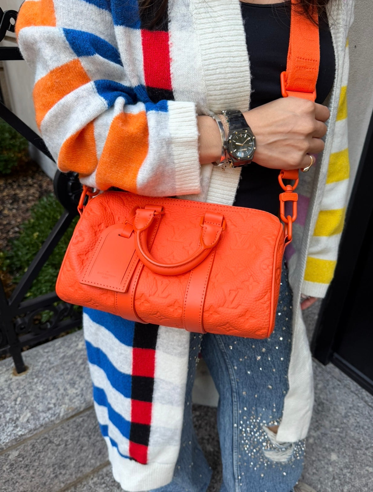 Louis Vuitton Orange Keepall Bandoulière 25