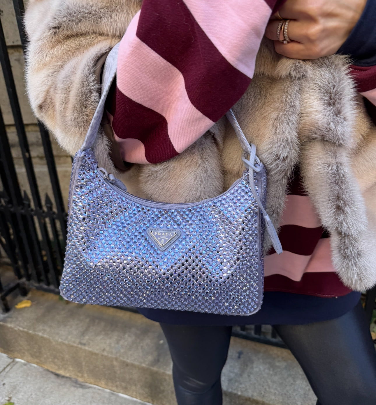 Prada Purple Crystal Mini Re-Edition Bag